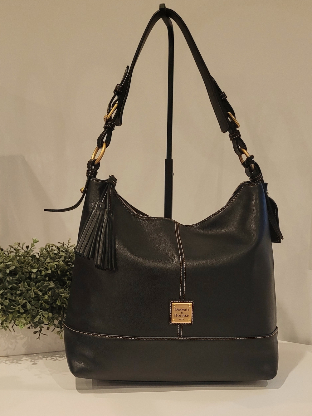Dooney & Bourke Black Pebbled Leather Hobo Bag